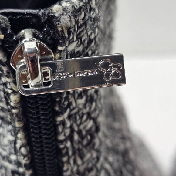 Jessica Simpson Black and White Tweed Fabric Ankle Booties size 7 - Picture 6 of 9